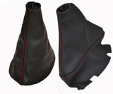 RED STITCHING FITS PEUGEOT 308 2007-2012 BLACK GEAR GAITER + HANDBRAKE SET