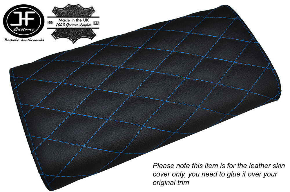 BLUE DIAMOND STITCH ARMREST LID LEATHER COVER FITS MAZDA MX5 MK1 MIATA 89-97