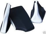 FITS BMW E36 E46 ARM REST COVER&GAITORS BLACK+WHITE LEATHER CUSTOM NEW