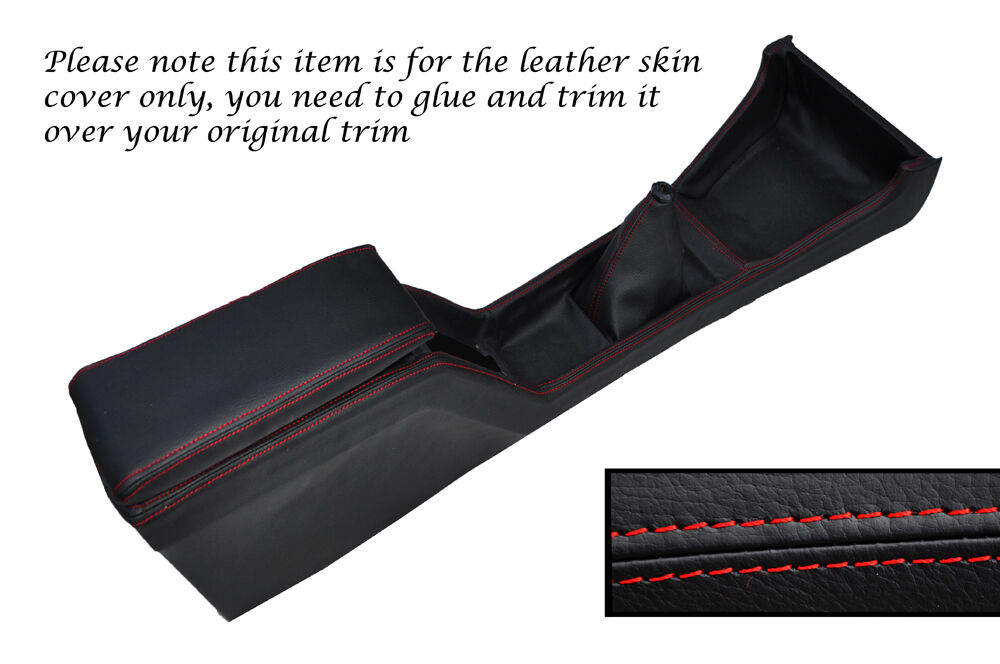 RED  STITCH CENTRE CONSOLE+GAITER+ARMREST LEATHER COVERS FITS FORD CAPRI MK1