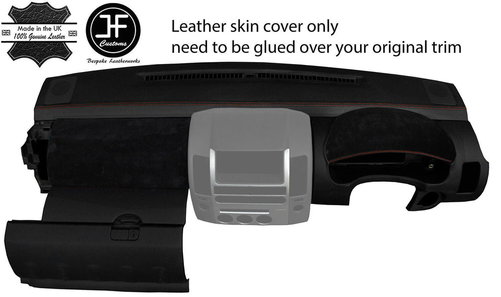 BROWN STITCH DASH DASHBOARD LEATHER & SUEDE COVER FITS NISSAN NAVARA D40 06-15