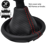 RED STITCHING CARBON FIBER VINYL GEAR GAITER FOR VW T5 TRANSPORTER CARAVELLE