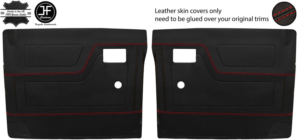 RED STITCH AFTERMARKET 2X FRONT DOOR CARD LEATHER COVERS FOR DEFENDER 90 110