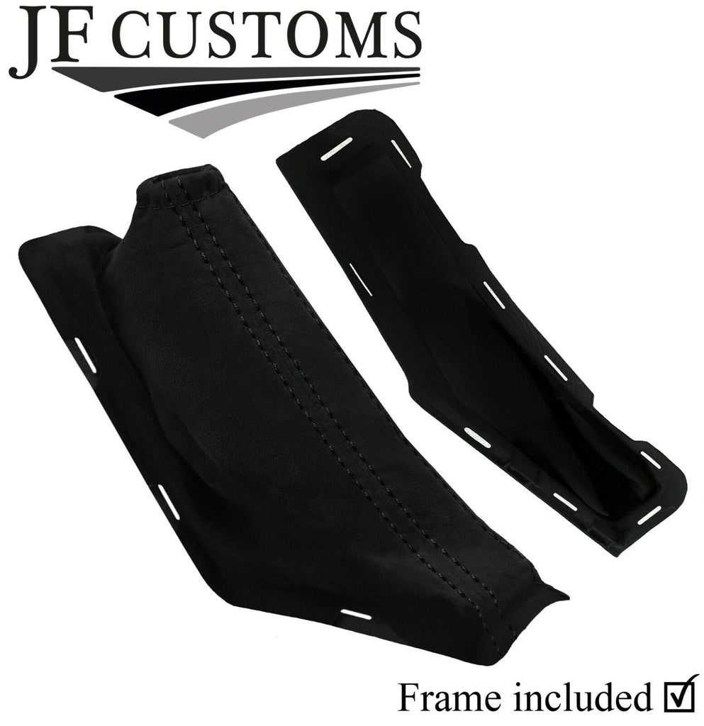 BLACK STITCH LUXE SUEDE HANDBRAKE + PLASTIC FRAME FOR FORD FOCUS MK2 FL 08-11