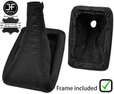 BLACK STITCH LEATHER GEAR GAITER WITH PLASTIC FRAME FITS ALFA ROMEO 155 92-97