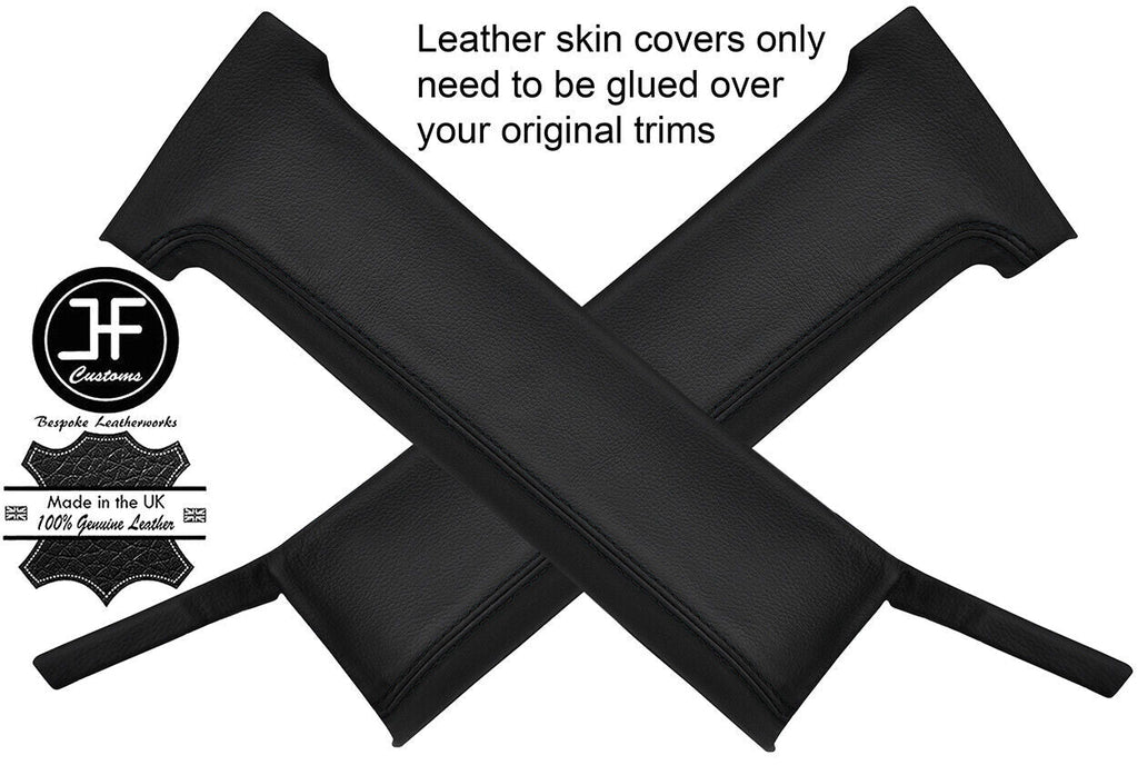 BLACK STITCH 2X B PILLAR REAL LEATHER COVERS FITS TOYOTA CELICA SUPRA 1982-1985
