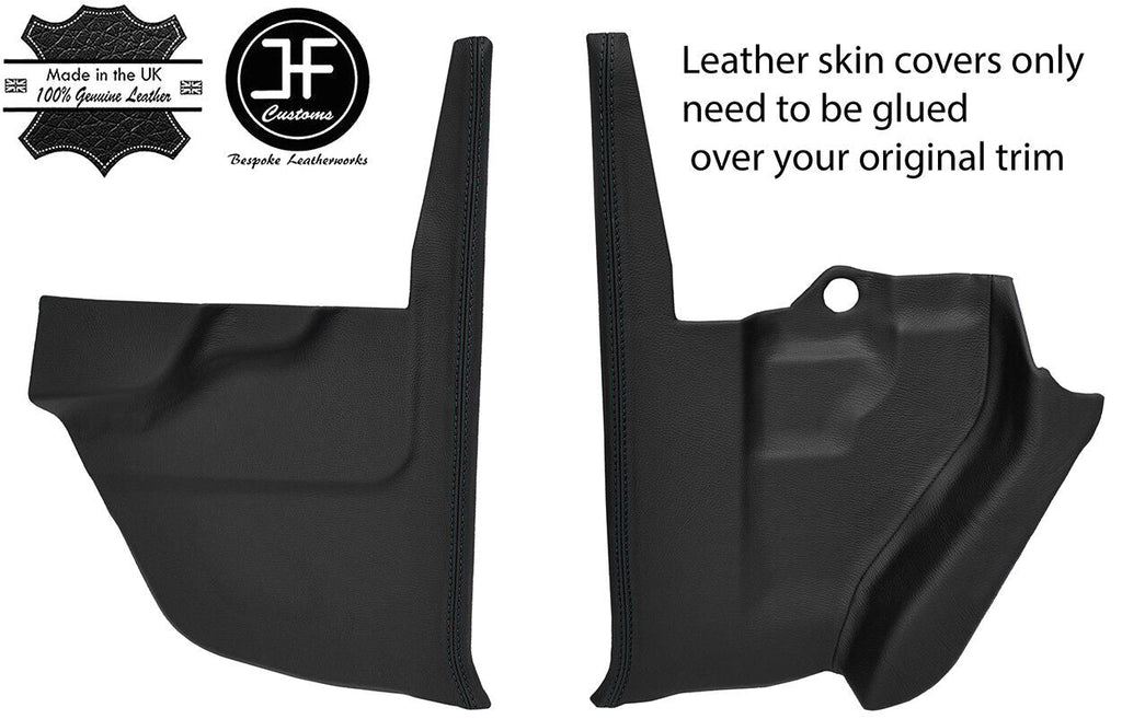 BLACK STITCH 2X REAL LEATHER TOE BOX TRIM COVERS FITS RANGE ROVER CLASSIC