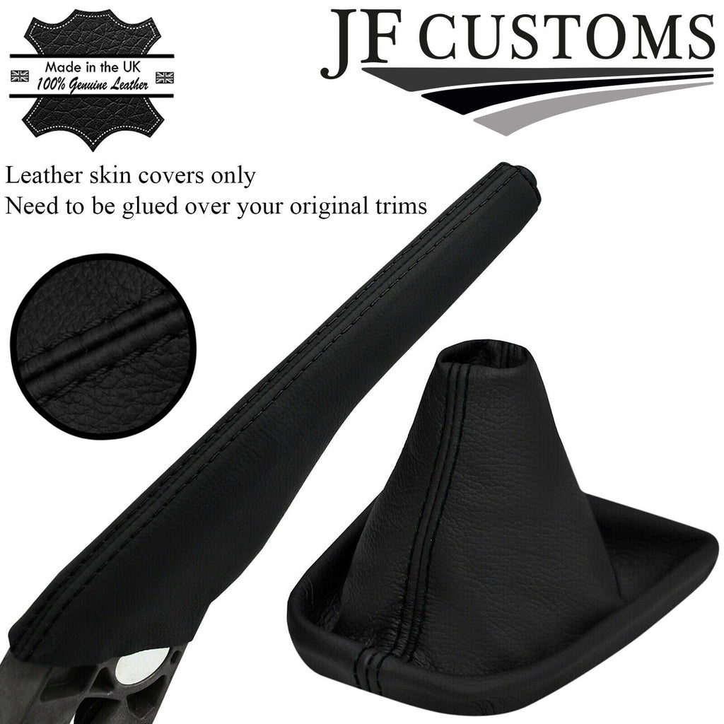 BLACK STITCH ITALIAN LEATHER GEAR HANDBRAKE GAITERS FOR VW CADDY 2016-2019