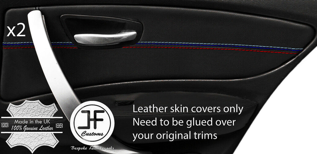TRI STITCH 2X REAR DOOR CARD TRIM LEATHER COVERS FITS BMW 1 SERIES E87 04-12