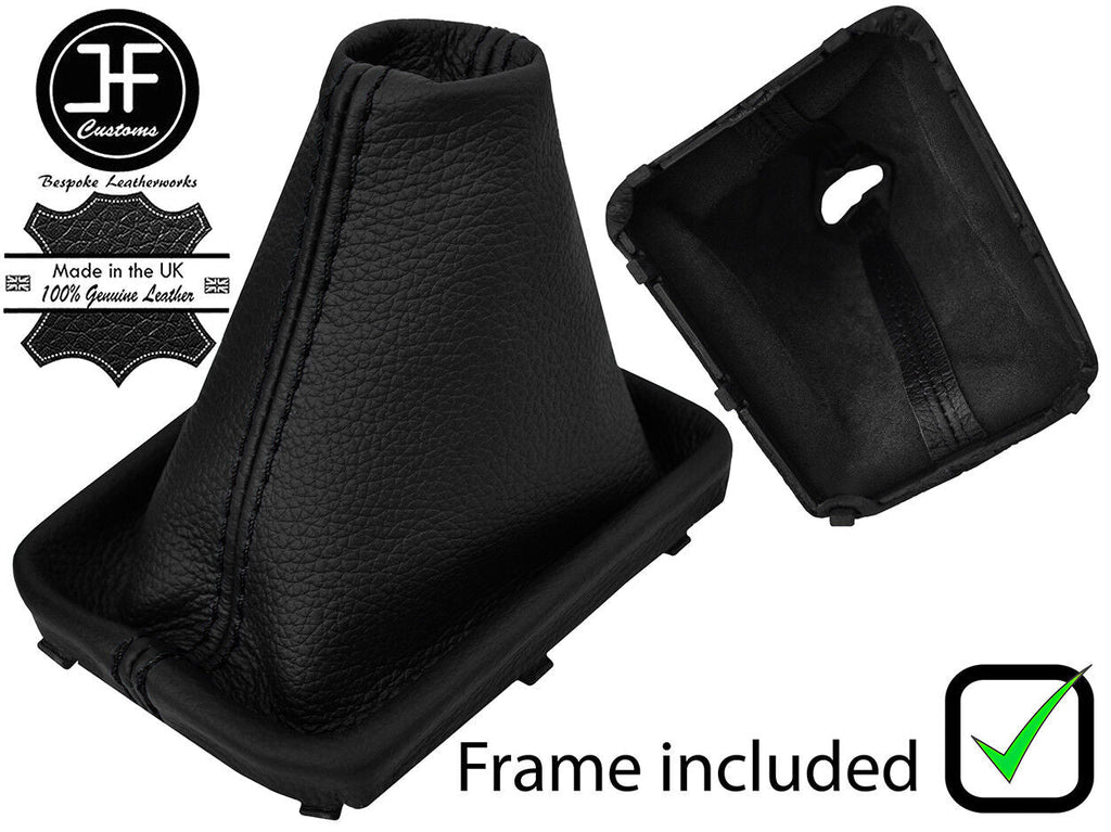 BLACK STITCH REAL LEATHER MANUAL GAITER+PLASTIC FRAME FITS VW TOURAN 2015-2018