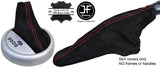 RED STITCH SUEDE AUTOMATIC GEAR & HANDBRAKE GAITER FOR BMW MINI R50 R52 01-06
