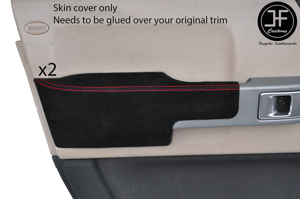RED STITCH 2X FRONT DOOR ARMREST SUEDE COVERS FITS RANGE ROVER VOGUE 02-06