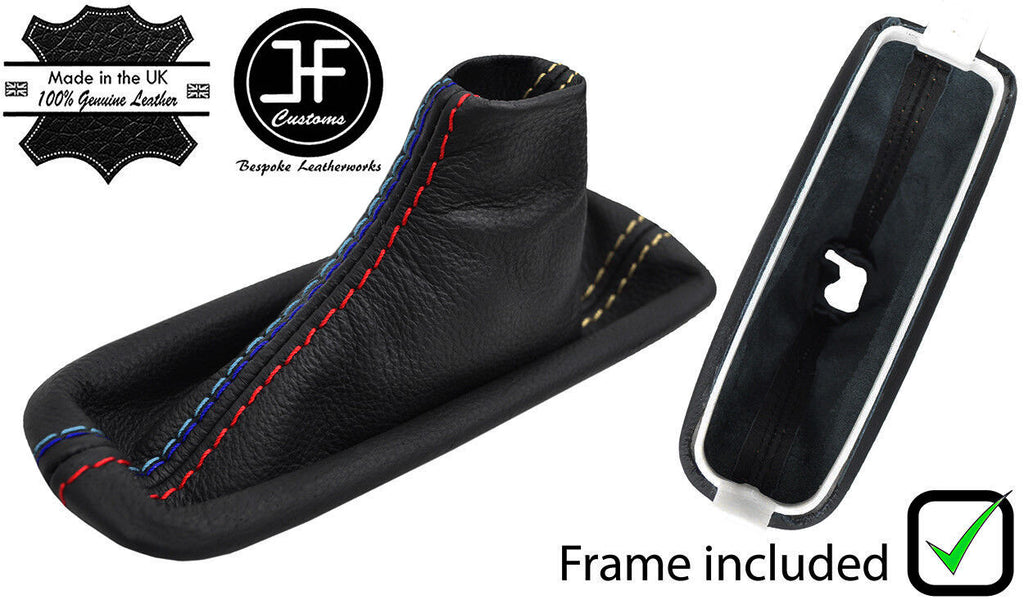 SAND & TRI STITCH LEATHER HANDBRAKE GAITER+PLASTIC FRAME FOR BMW X5 E53 00-06