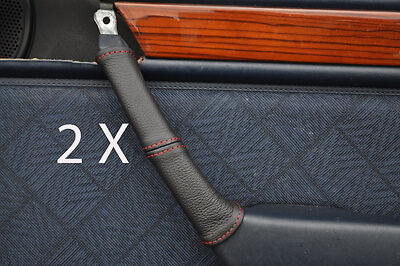 red stitch FITS MERCEDES E CLASS W124 83-95 2X DOOR HANDLE LEATHER COVERS