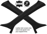 BLACK STITCH 2X A PILLAR REAL LEATHER COVERS FITS AUDI Q5 2008-2015 CUSTOM NEW