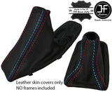 BLACK & TRI STITCHING LEATHER FOR BMW E90 E91 E92 E93 AUTOMATIC GEAR HANDBRAKE