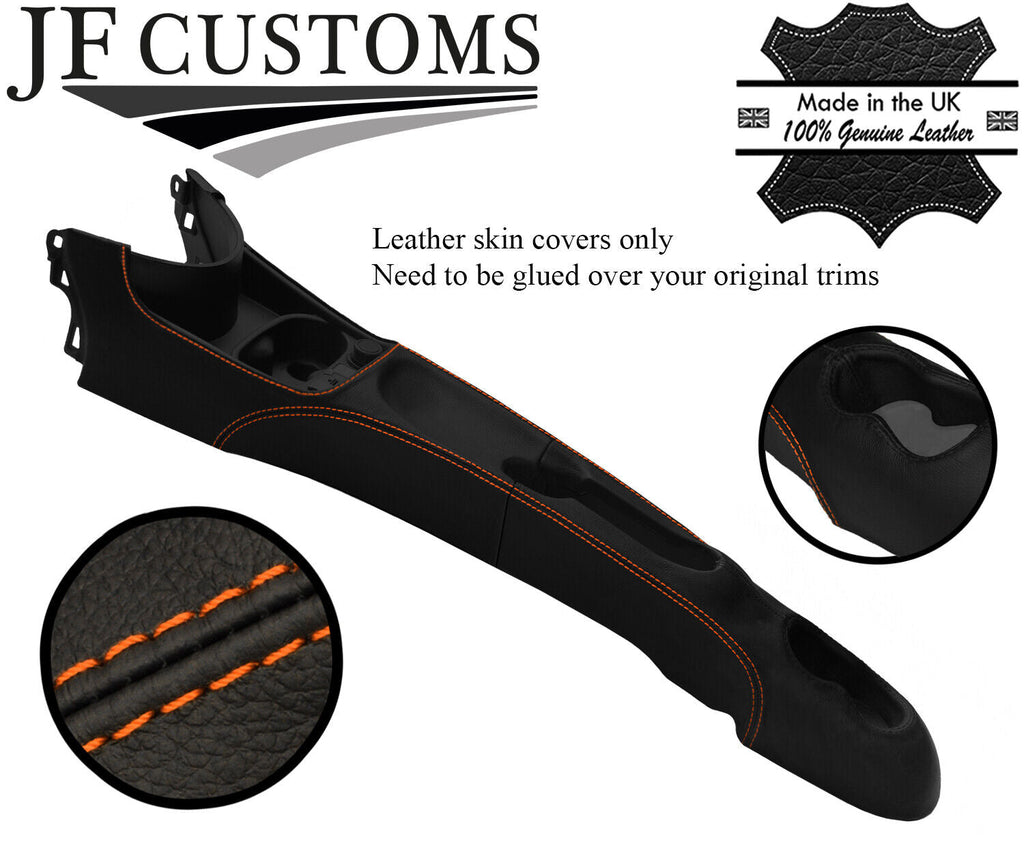 ORANGE STITCH CENTRE CONSOLE TUNNEL LEATHER COVER FOR FIAT 500 & ABARTH 07-15