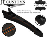 ORANGE STITCH CENTRE CONSOLE TUNNEL LEATHER COVER FOR FIAT 500 & ABARTH 07-15