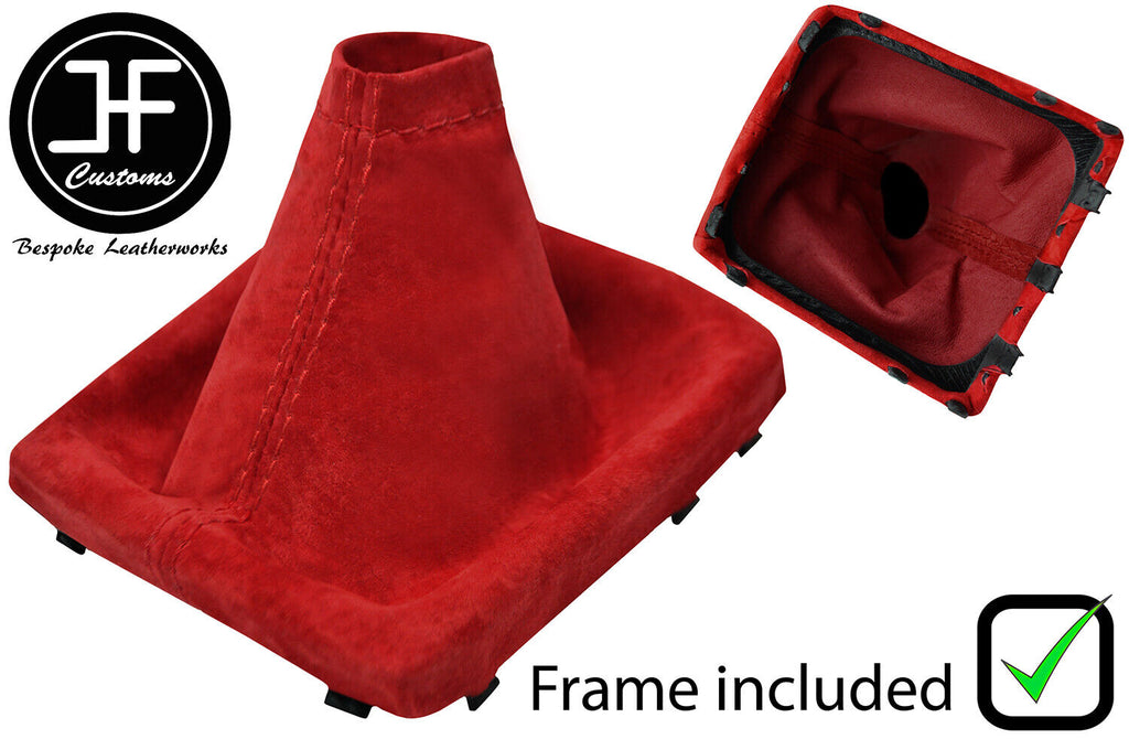 RED REAL SUEDE GEAR GAITER + PLASTIC FRAME FOR SUBARU IMPREZA WRX 2015-2019