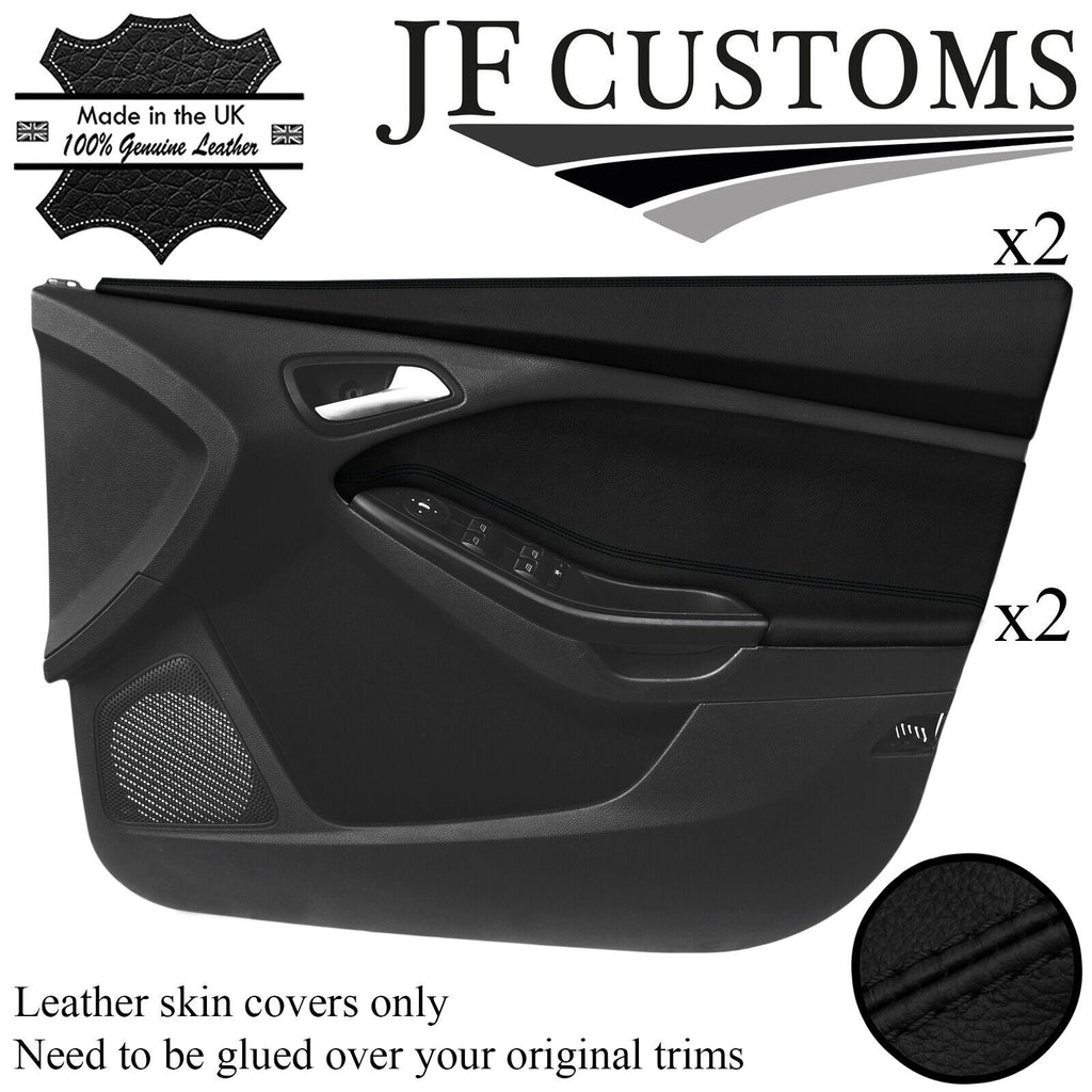 BLACK STITCH 2X FRONT DOOR TRIM+CAPPING COVERS FOR FORD FOCUS MK3 11-14 5DR JF1