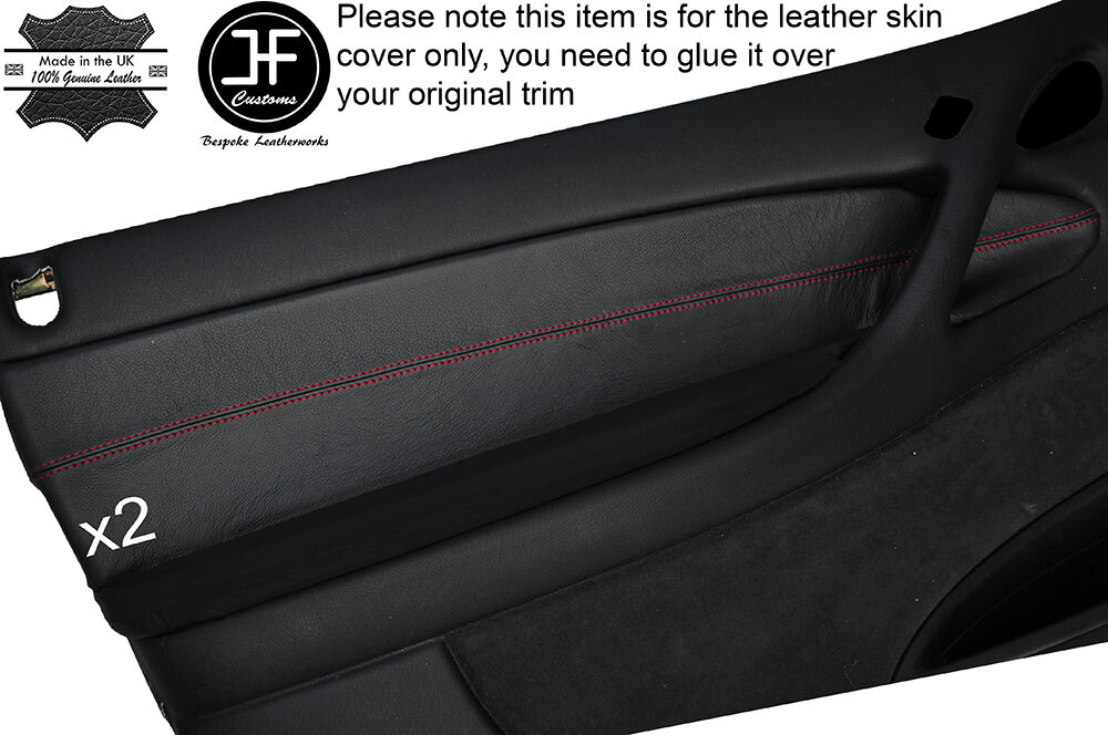 RED STITCH 2X FRONT DOOR CARD TRIM LEATHER COVERS FITS PONTIAC GTO 2004-2006