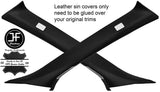 BLACK STITCH 2X A PILLAR REAL LEATHER COVERS FITS RANGE ROVER EVOQUE 2011-2018