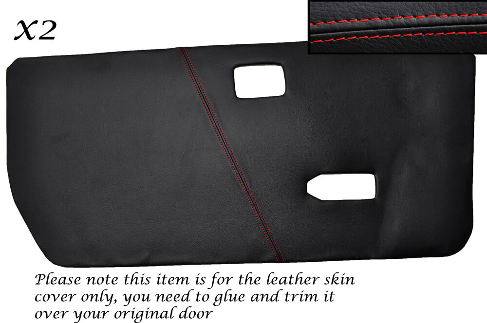 RED STITCHING 2X FRONT DOOR CARDS LEATHER SKIN COVERS FITS TRIUMPH SPITFIRE