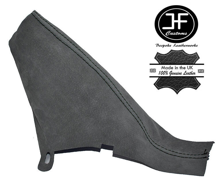 BLACK STITCH GRAPHITE PU SUEDE HANDBRAKE GAITER FITS MINI R50 R53 2001-2006