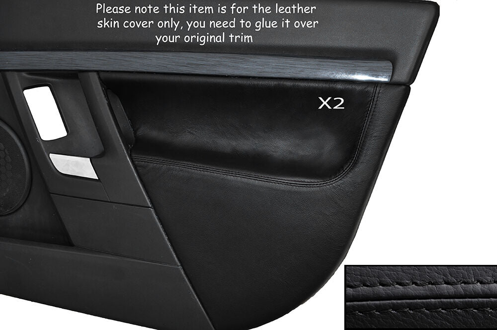 BLACK STITCH 2X FRONT DOOR CARD SKIN COVERS FITS VAUXHALL OPEL VECTRA C SIGNUM