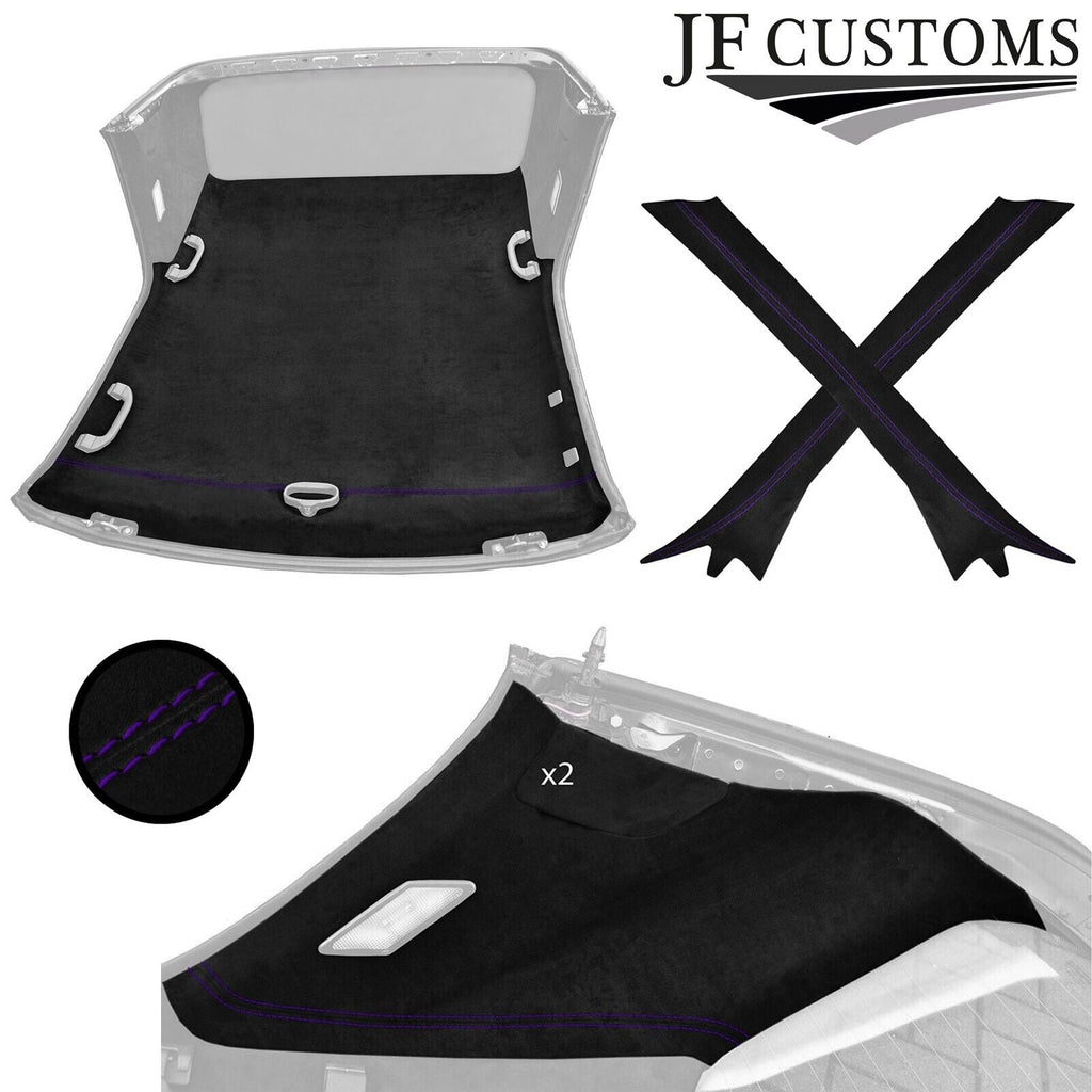 PURPLE STITCH LUXE SUEDE HARDTOP ROOF PILLAR KIT COVER FITS BMW E36 CONVERTIBLE