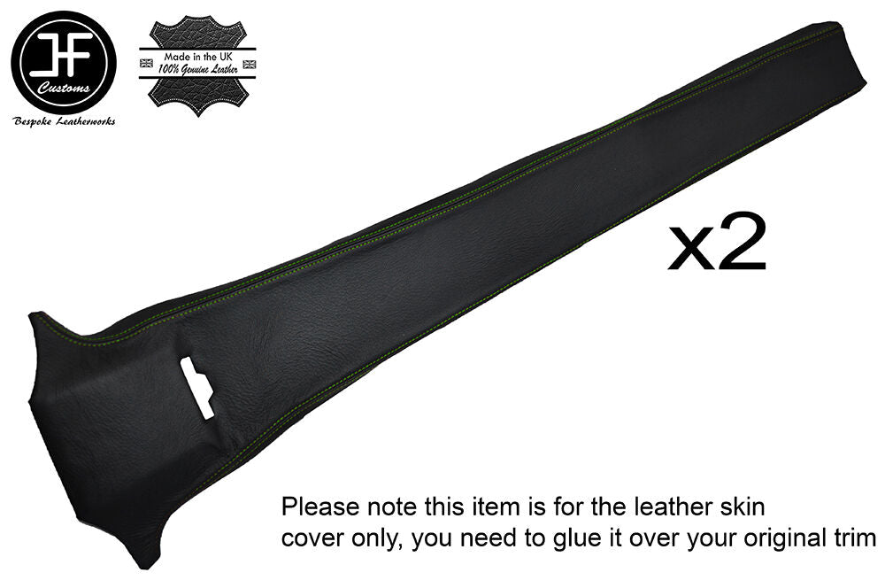 GREEN STITCH 2X B PILLAR TRIM LEATHER SKIN COVERS FITS BMW 5 SERIES E28 81-87