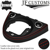 RED STITCH AUTOMATIC GEAR SURROUND LEATHER COVER FOR FIAT 500 2007-2020