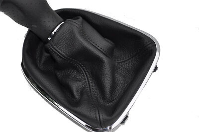 FITS SEAT LEON TOLEDO ALTEA 2006 TO 2011 BLACK LEATHER GEAR GAITER black stitch