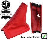 RED REAL LEATHER HANDBRAKE GAITER + PLASTIC FRAME FOR VOLVO V70 2001-2004