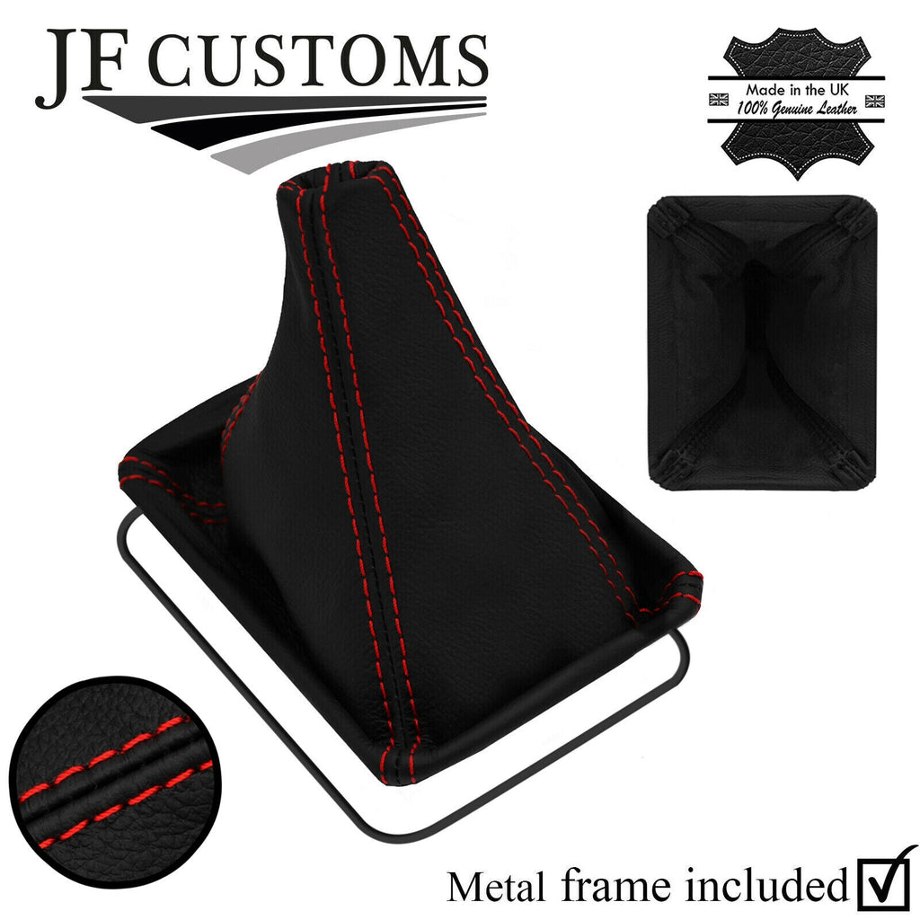 RED STITCH LEATHER GEAR GAITER + METAL FRAME FITS NISSAN LAUREL C34 93-97