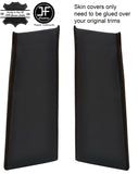 BLACK & BROWN LEATHER 2X LOWER B PILLAR COVERS FOR RANGE ROVER SPORT 2005-2013
