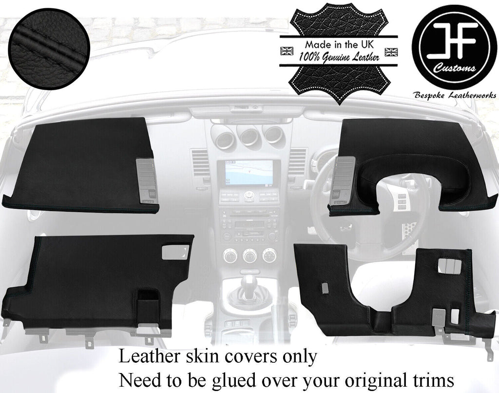 BLACK STITCH 4 PIECE DASH KIT TRIM LEATHER COVERS FOR NISSAN 350Z 33Z 03-09