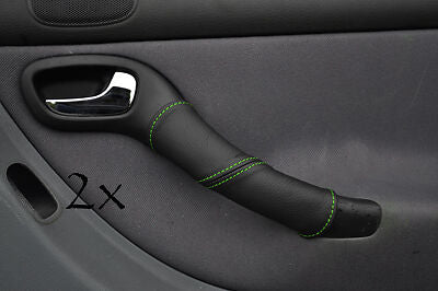 2X REAR DOOR HANDLE  COVERS FITS SEAT LEON TOLEDO 99-05  green stitching
