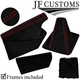 RED STITCH SUEDE GEAR HANDBRAKE GAITER+FRAME FOR SUBARU IMPREZA WRX STI 08-14