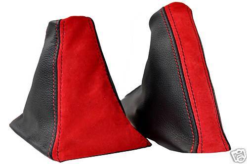 FITS MG MGF 95-2000 GAITERS LEATHER AND PU SUEDE BLACK&RED CUSTOM NEW MADE IN UK