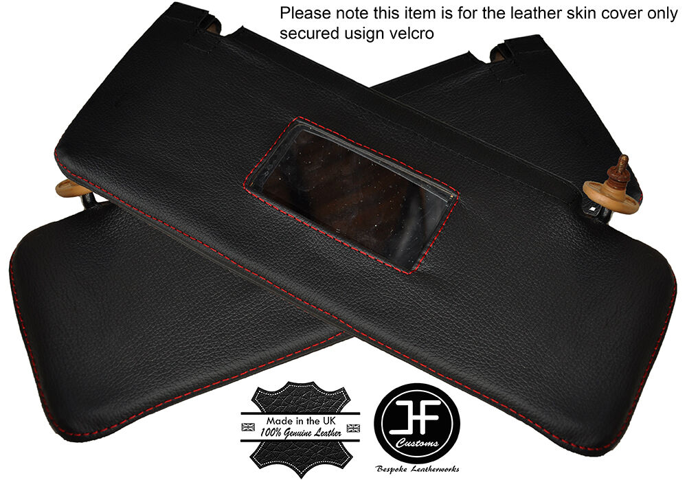 RED STITCHING 2X SUN VISORS LEATHER COVERS FITS MERCEDES W123 1978-1985