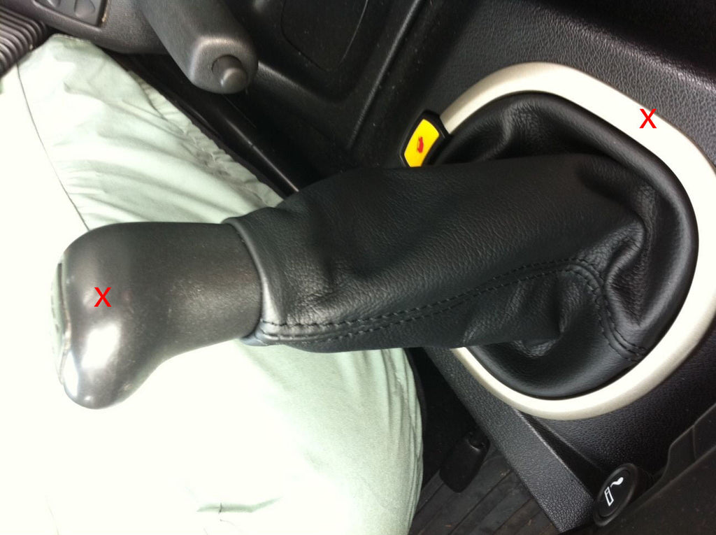 DOUBLE BLACK STITCHING FITS LANDROVER FREELANDER FL 03-2006 LEATHER GEAR GAITER