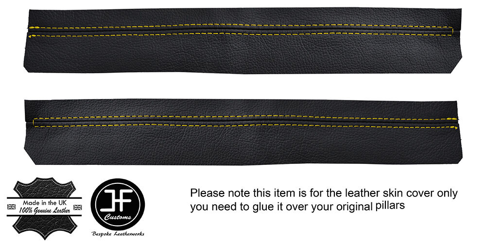 YELLOW STITCHING 2X B POST PILLAR TRIM LEATHER COVERS FITS MG MGB GT CLASSIC