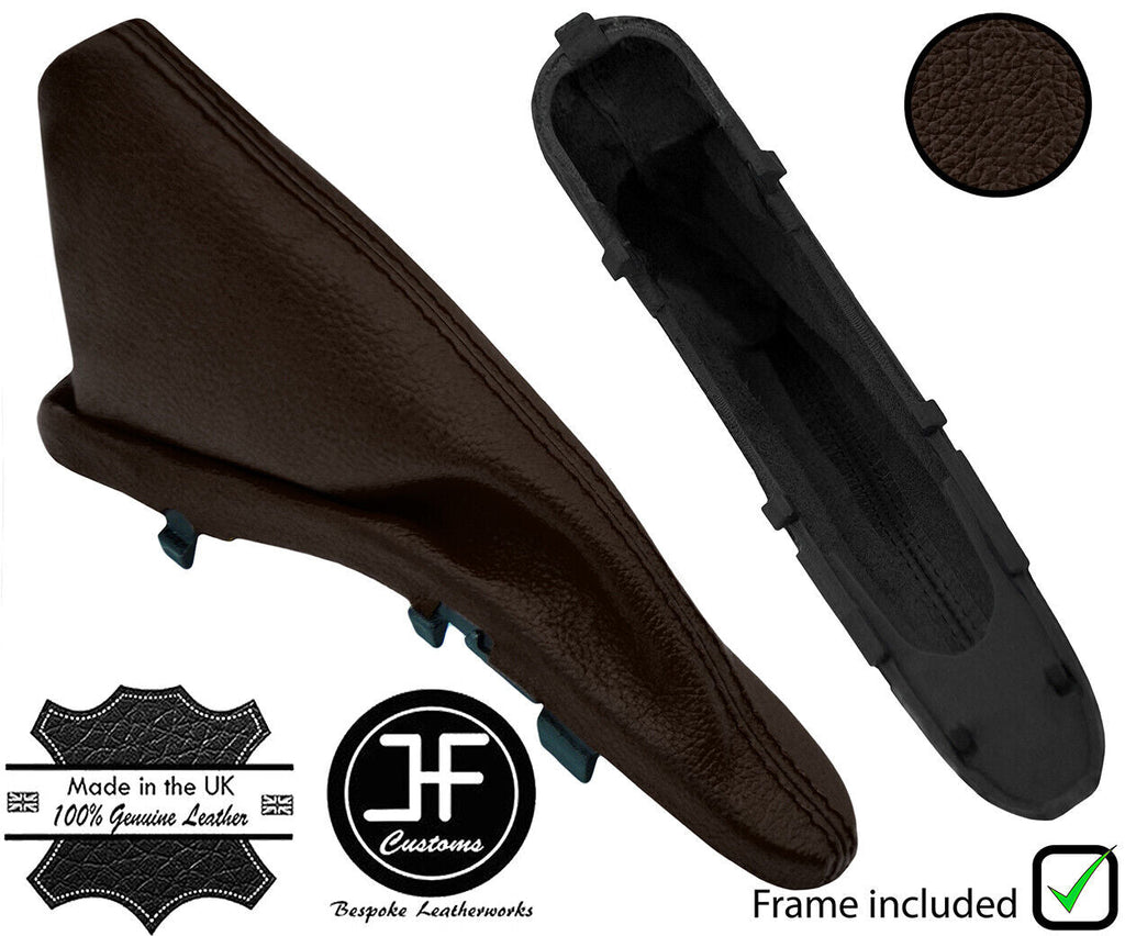 BROWN REAL LEATHER HANDBRAKE GAITER+PLASTIC FRAME FOR BMW MINI R50 R53 01-06
