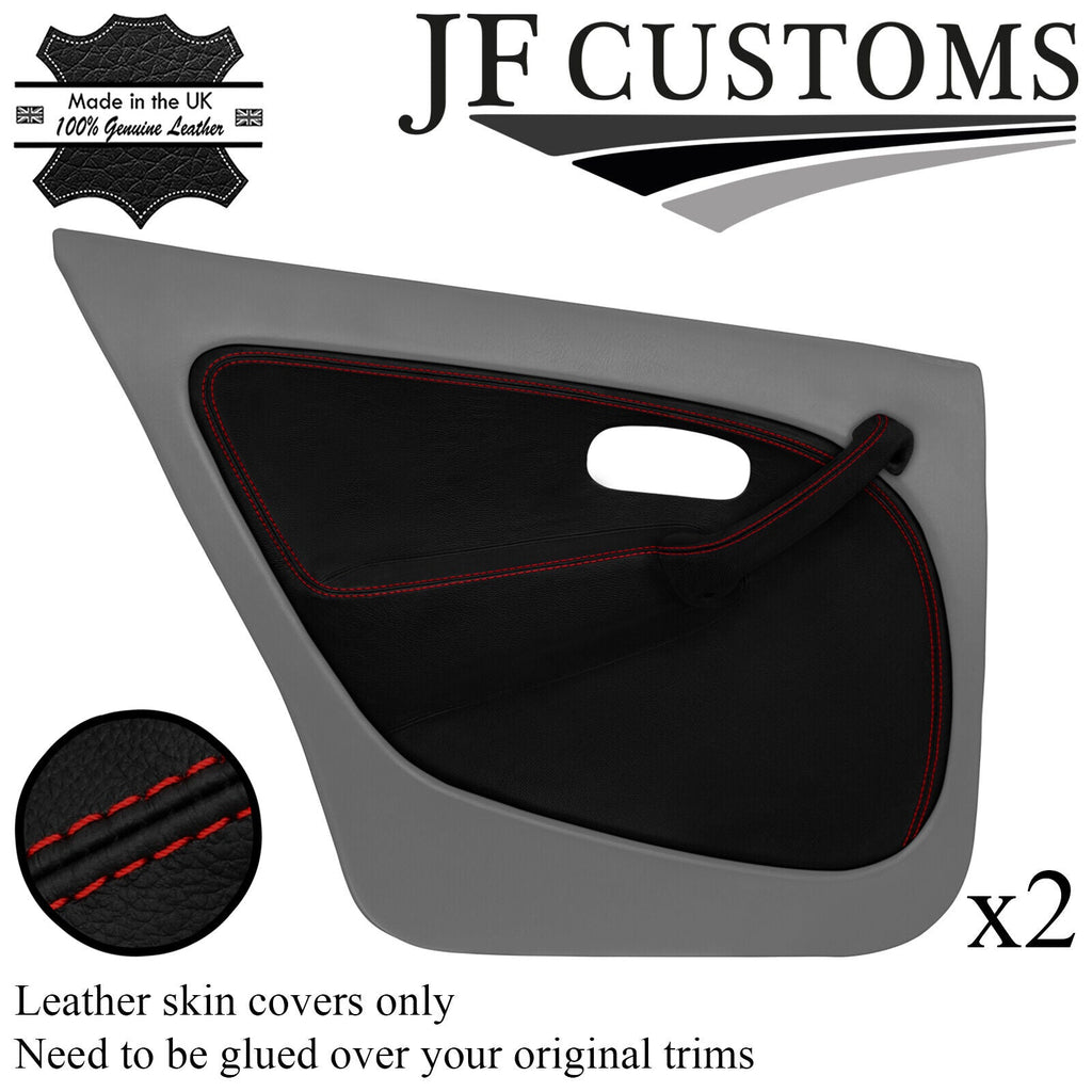 D RED STITCH LEATHER 2X REAR DOOR CARD +HANDLE COVER FOR ROVER 45 99-05 JF1
