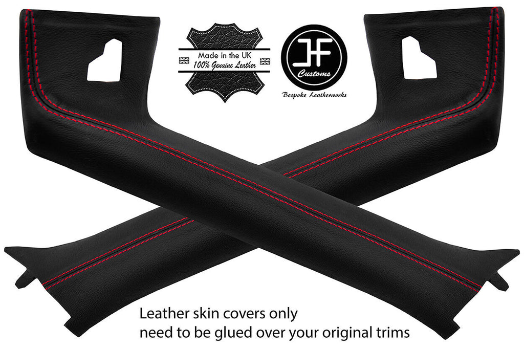 RED STITCH 2X A PILLAR LEATHER COVERS FITS BMW Z4 E85 ROADSTER 03-09 STYLE 2
