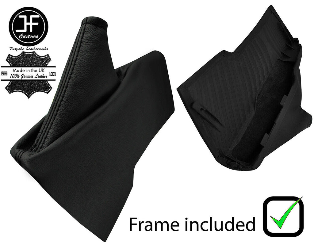BLACK STITCH REAL LEATHER HANDBRAKE GAITER+PLASTIC FRAME FOR SUBARU BRZ 12-19
