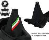 BLACK STITCH ITALIAN FLAG LEATHER GEAR GAITER FOR ALFA ROMEO GTV SPIDER PHASE 1