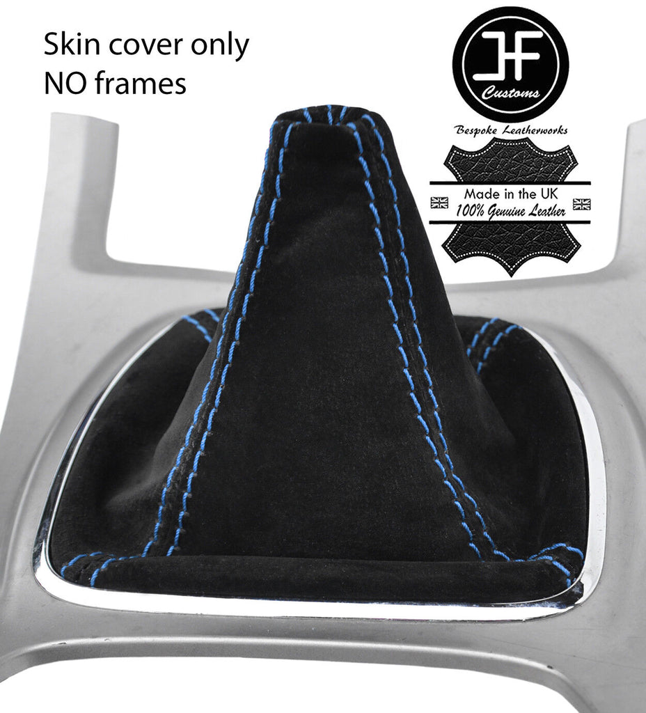 BLUE STITCHING REAL SUEDE GEAR GAITER FITS FORD S MAX S-MAX 2006-2014 CUSTOM NEW