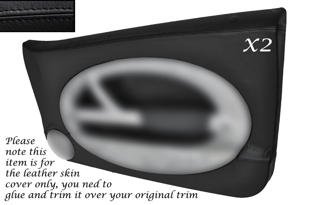BLACK STITCH 2X OUTER DOOR TRIM LEATHER COVERS FITS BMW MINI COOPER ONE S 01-06
